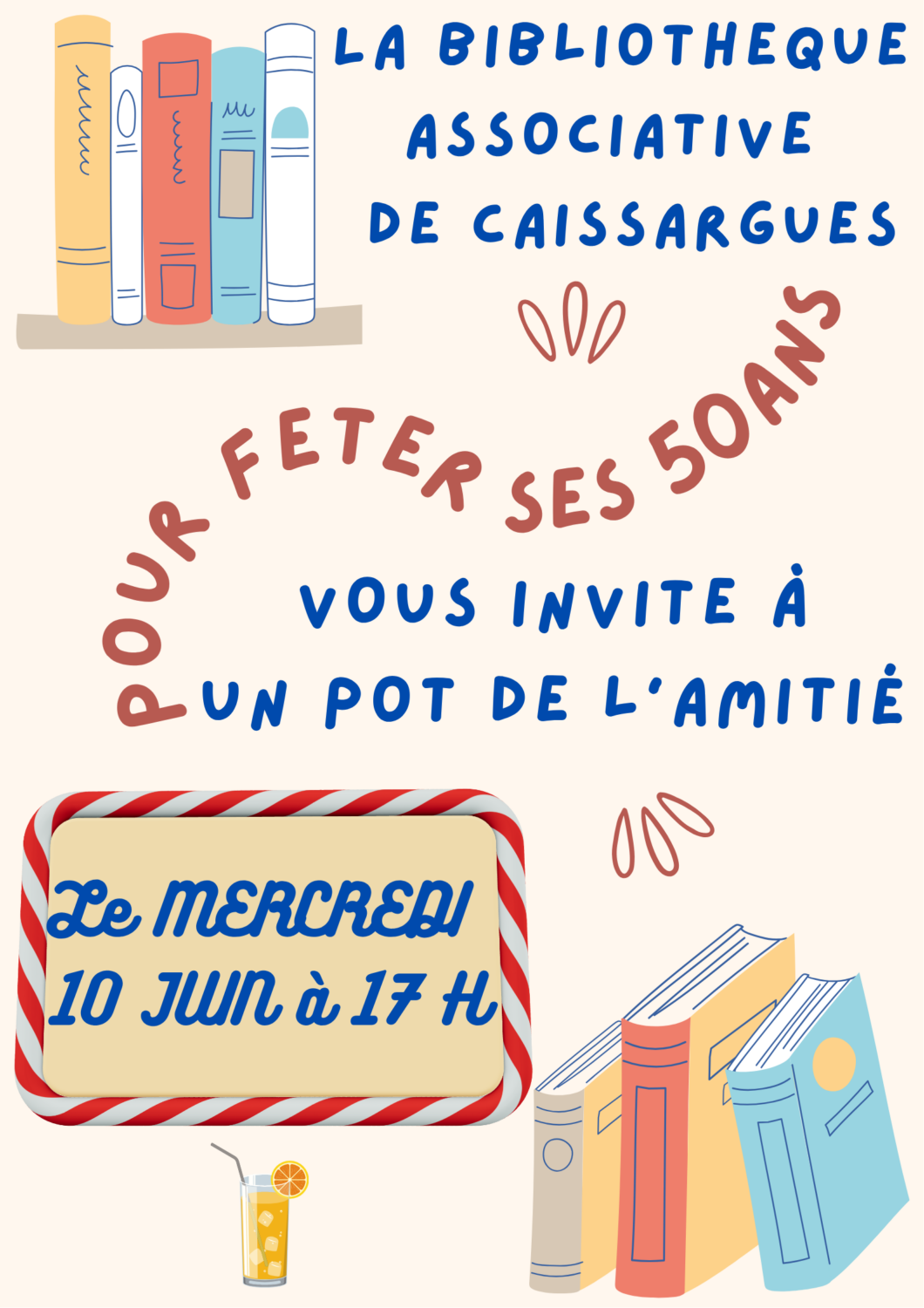 Beige Library Lovers Day Illustration Poster 1