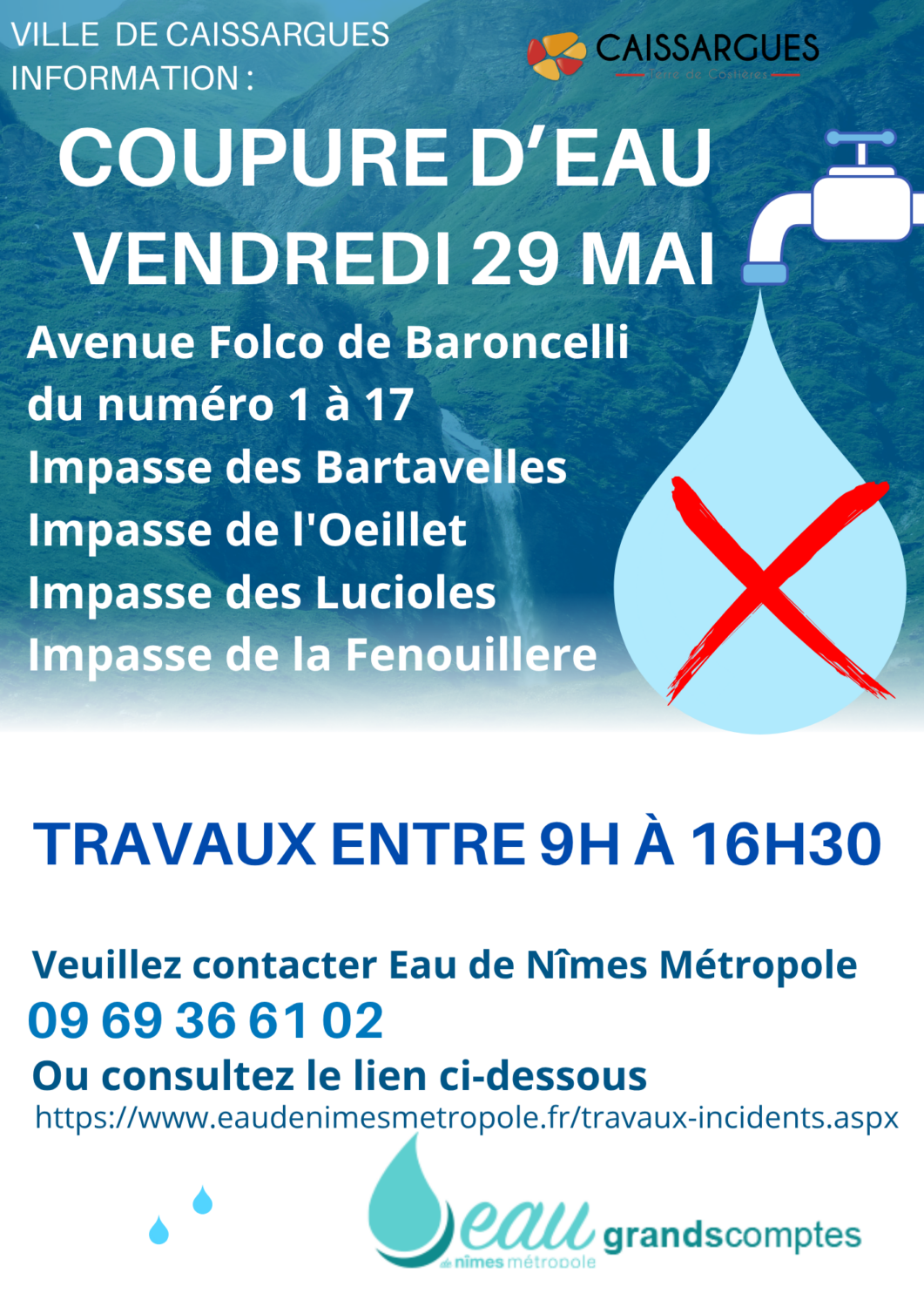 Blue White Conserve Water Poster