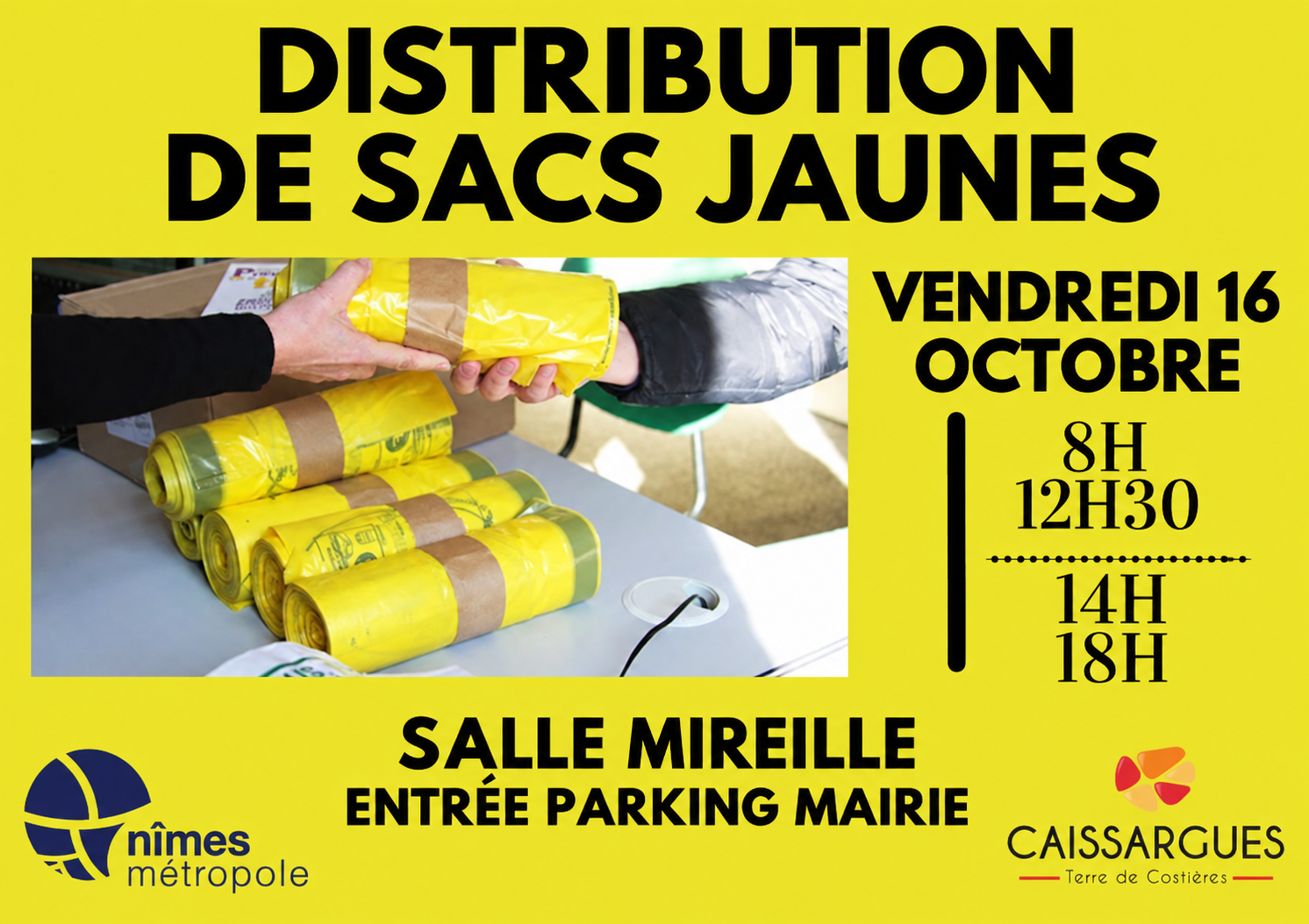 Distribution De Sacs Jaunes à Caissargues