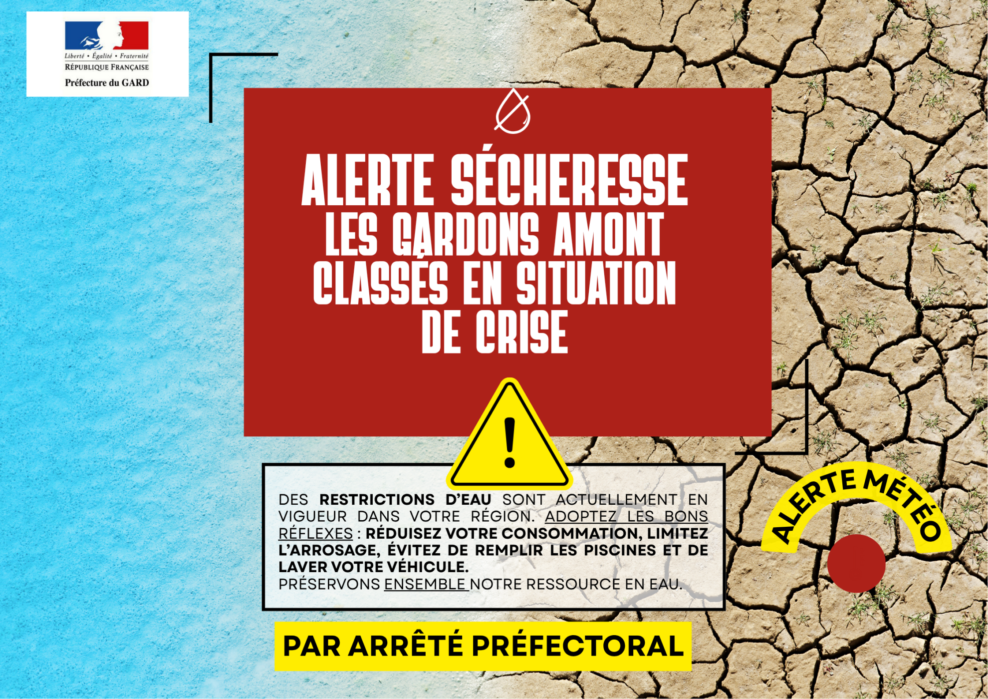Post Instagram Info Message Alerte Météo Sècheresse Vigilance Photo (A2 (paysage))